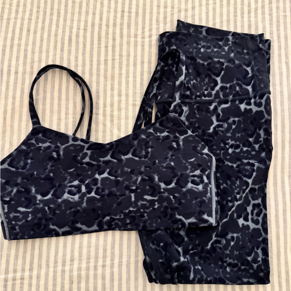 All in Motion Blue Patterned Leggings and sports bra